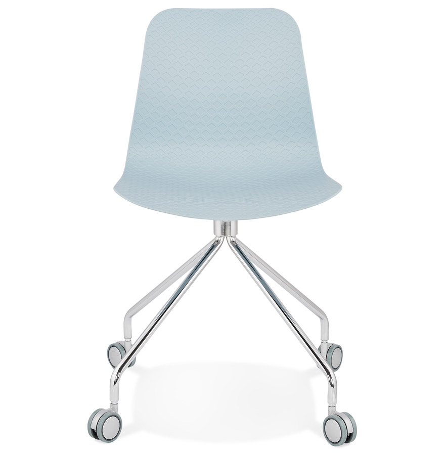 Chaise design de bureau 'SLIK' bleue sur roulettes vue2