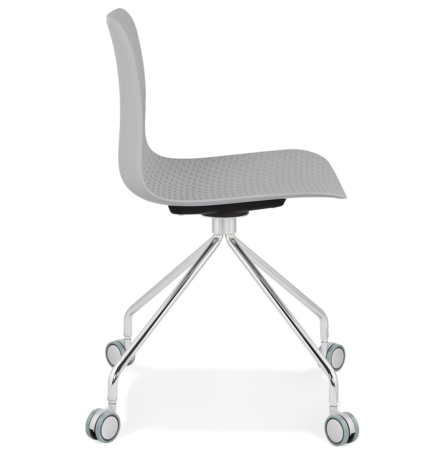 Chaise design de bureau 'SLIK' grise sur roulettes vue3