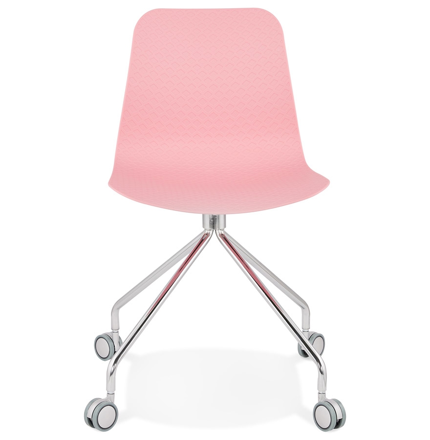Chaise design de bureau 'SLIK' rose sur roulettes vue2