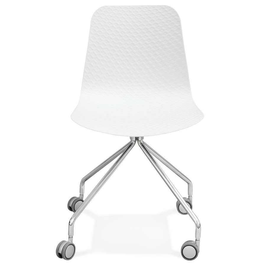 Chaise design de bureau 'SLIK' blanche sur roulettes vue2