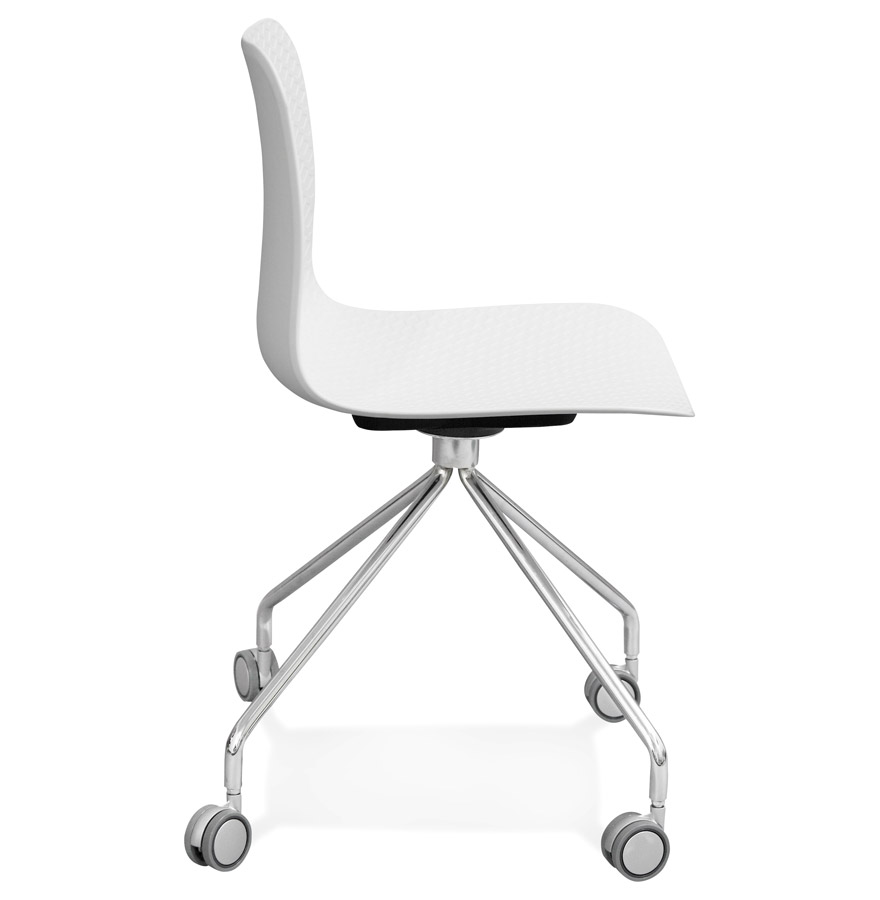 Chaise design de bureau 'SLIK' blanche sur roulettes vue3