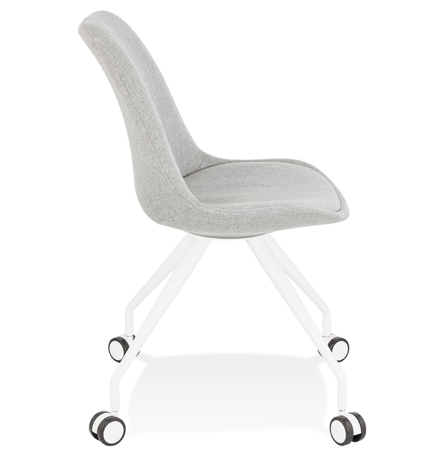 Chaise de bureau sur roulettes 'SNAP' en tissu gris avec structure en métal blanc vue3