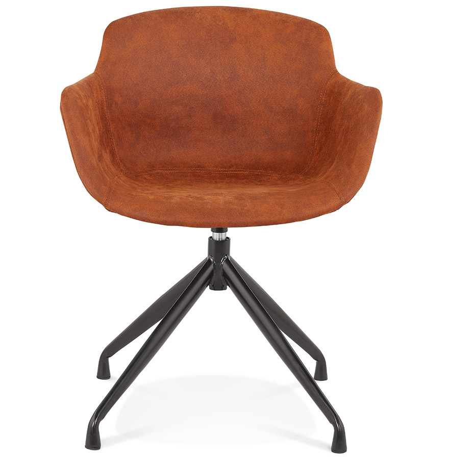 Chaise design avec accoudoirs 'SOUND' en microfibre brune vue2