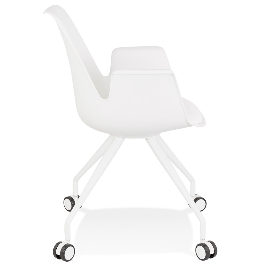 Chaise de bureau avec accoudoirs 'SPLIT' blanche sur roulettes vue3