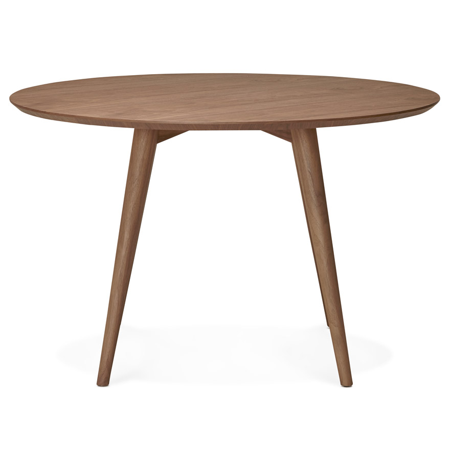 Table à dîner ronde 'SWEDY' en bois Noyer style scandinave - Ø 120 cm vue3