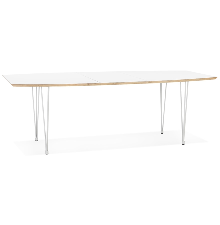 Table de salle à manger extensible 'TADAM' blanche avec pieds en métal blanc - 170(270)x100 cm vue2