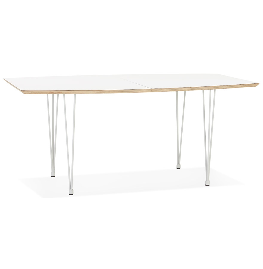 Table de salle à manger extensible 'TADAM' blanche avec pieds en métal blanc - 170(270)x100 cm vue3