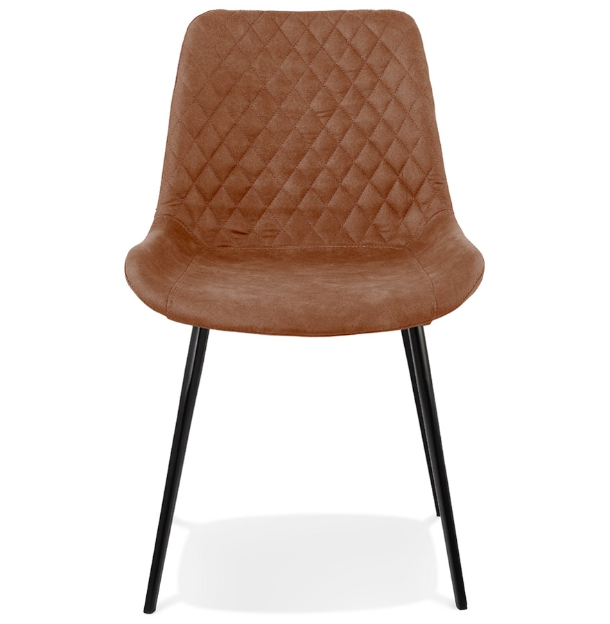 Chaise design 'TAICHI' en microfibre brune et pieds en métal noir vue2