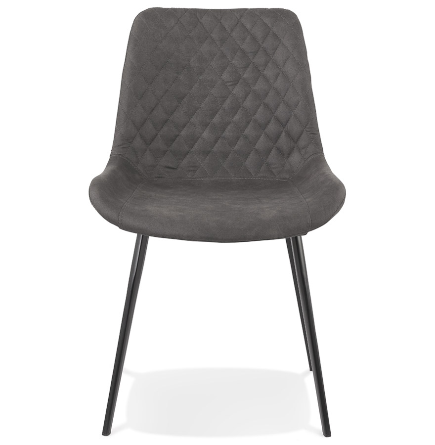 Chaise design 'TAICHI' en microfibre gris foncé et pieds en métal noir vue2