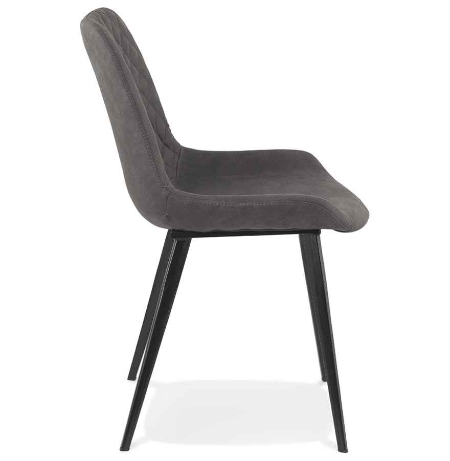 Chaise design 'TAICHI' en microfibre gris foncé et pieds en métal noir vue3