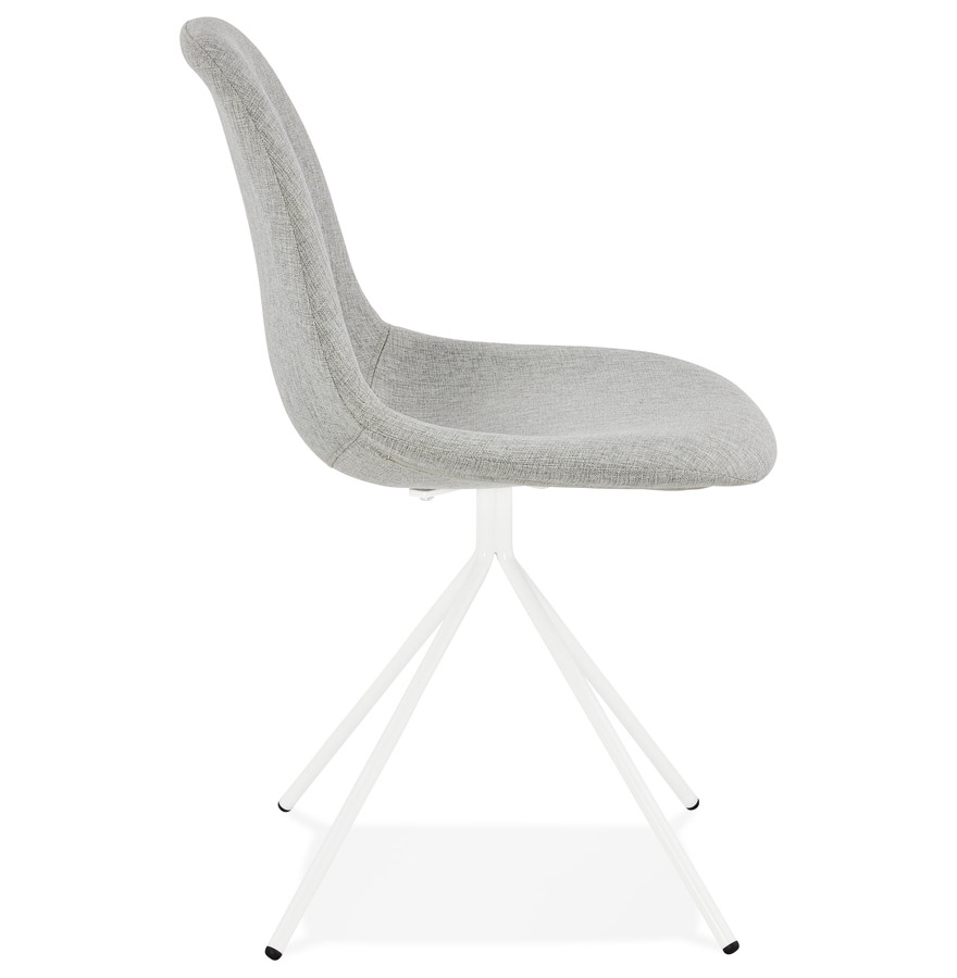 Chaise design ´TAMARA´ en tissu gris avec pied en métal blanc