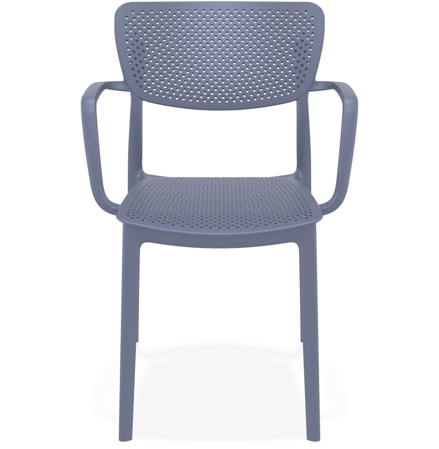 Chaise perforée avec accoudoirs 'TORINA' en matière plastique gris foncé vue2