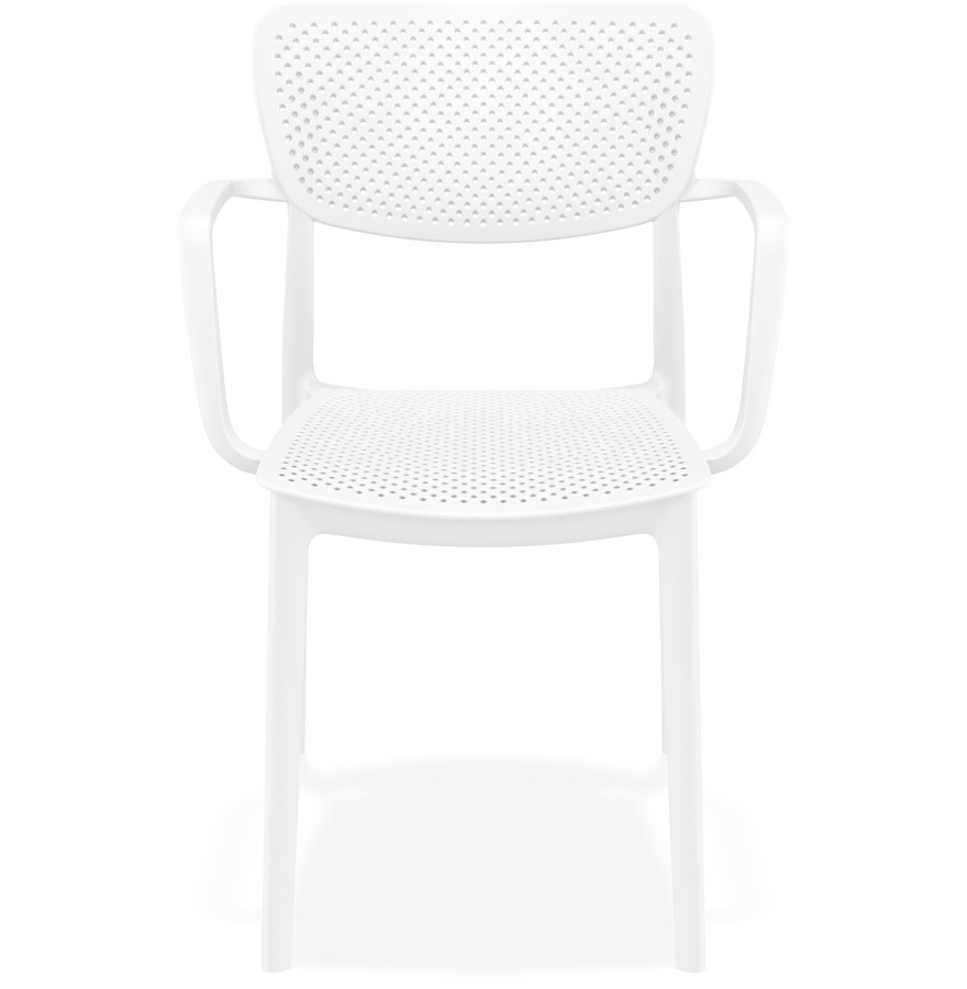 Chaise perforée avec accoudoirs 'TORINA' en matière plastique blanche vue2