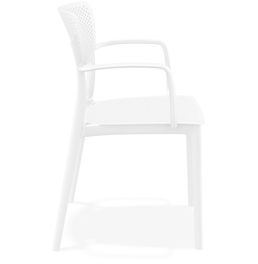 Chaise perforée avec accoudoirs 'TORINA' en matière plastique blanche vue3