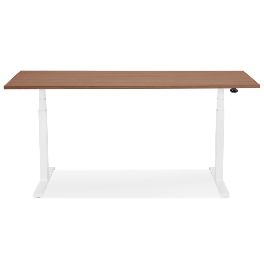 Bureau assis debout électrique 'TRONIK' blanc avec plateau en bois finition Noyer - 140x70 cm vue3