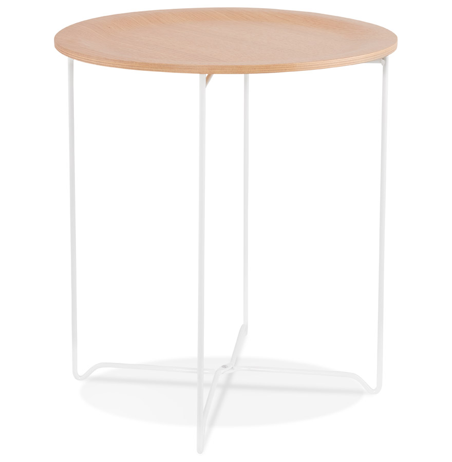 Table d´appoint design ´TSUNAMI´ blanc en bois et métal
