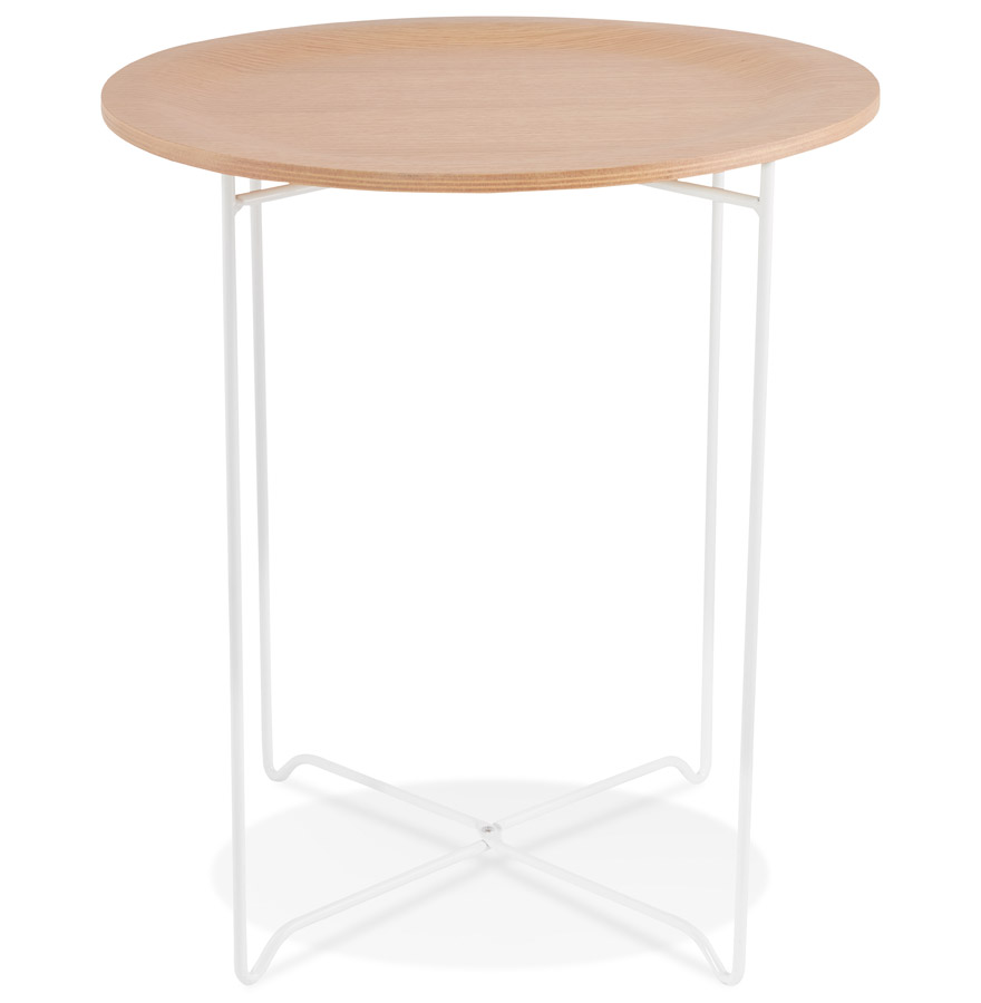 Table d´appoint design ´TSUNAMI´ blanc en bois et métal