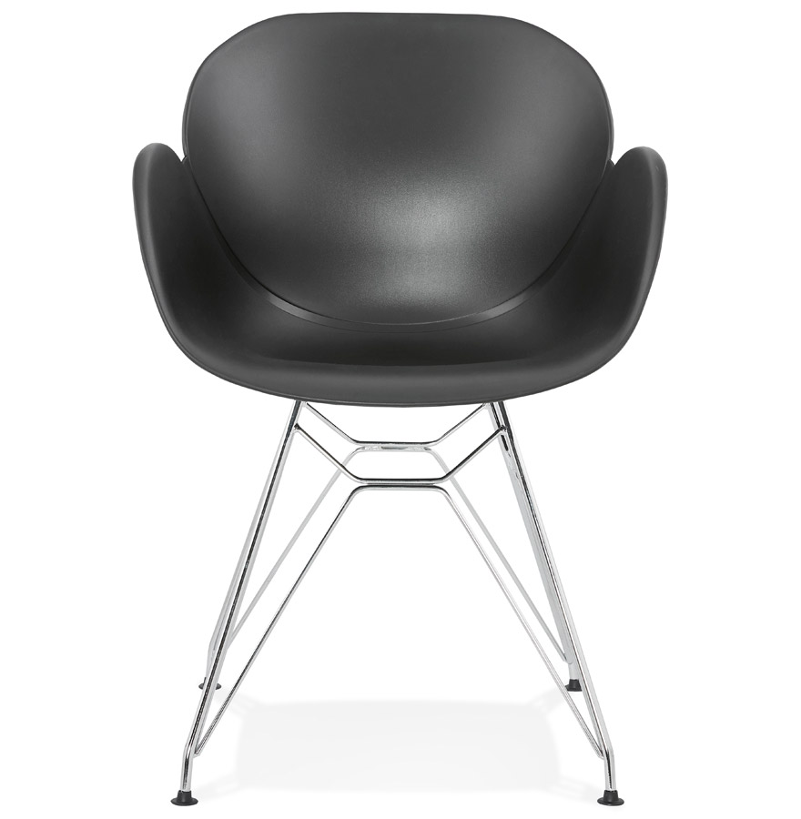 Chaise moderne 'UNAMI' noire en matière plastique avec pieds en métal chromé vue2