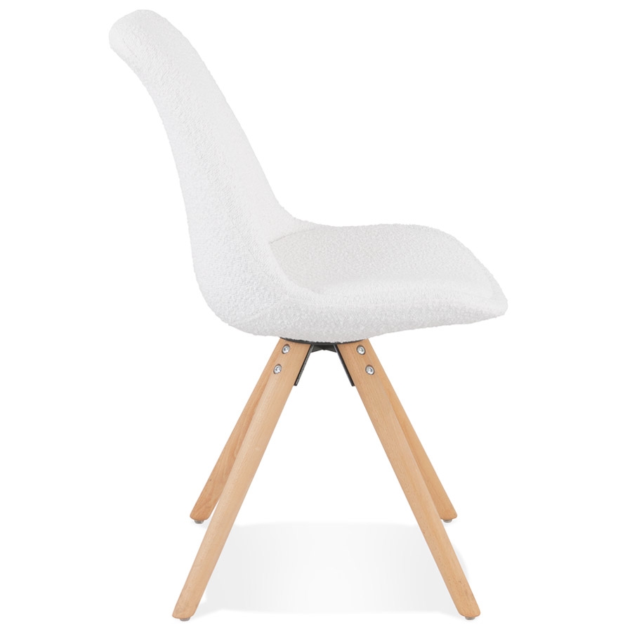 Chaise design 'VALENTINE' en tissu bouloché blanc style scandinave vue3