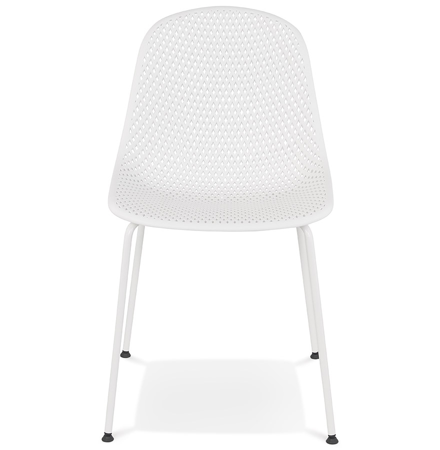 Chaise design perforée 'VIKY' blanche intérieure / extérieure vue2