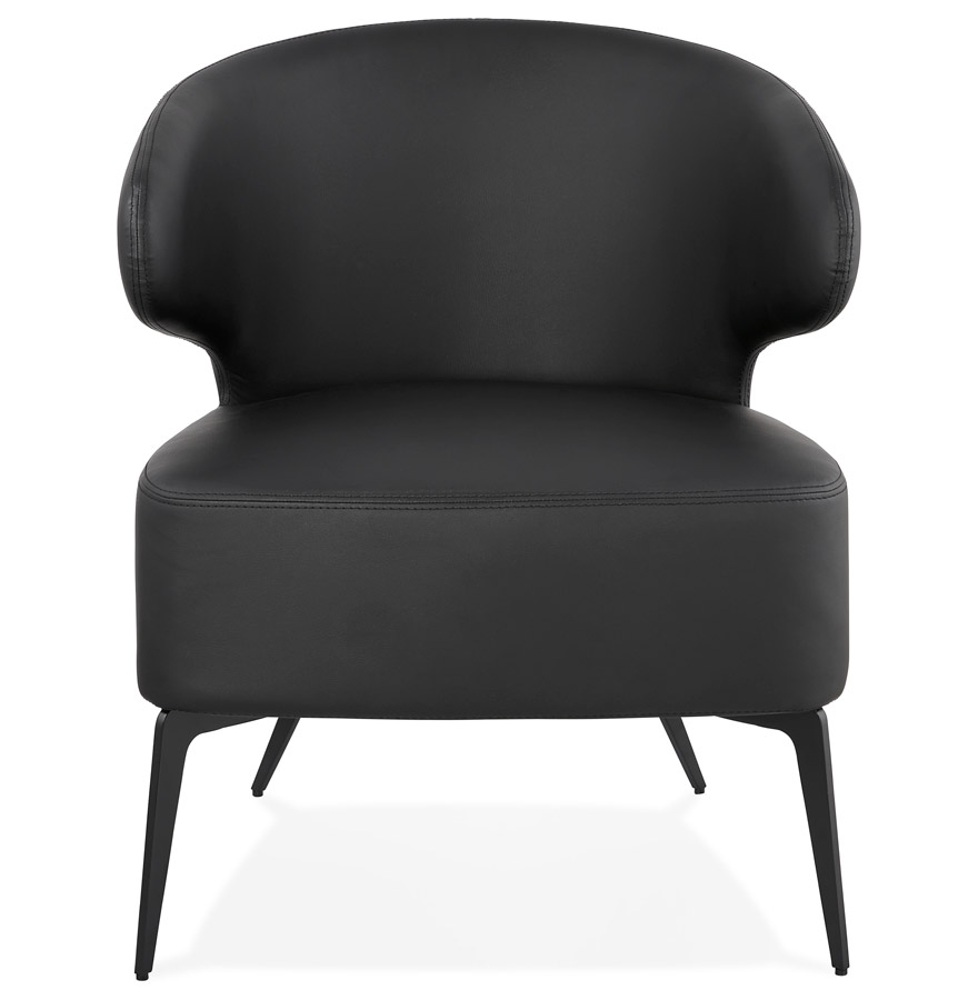 Fauteuil lounge design 'WAGYU' noir et pieds en métal noir vue2