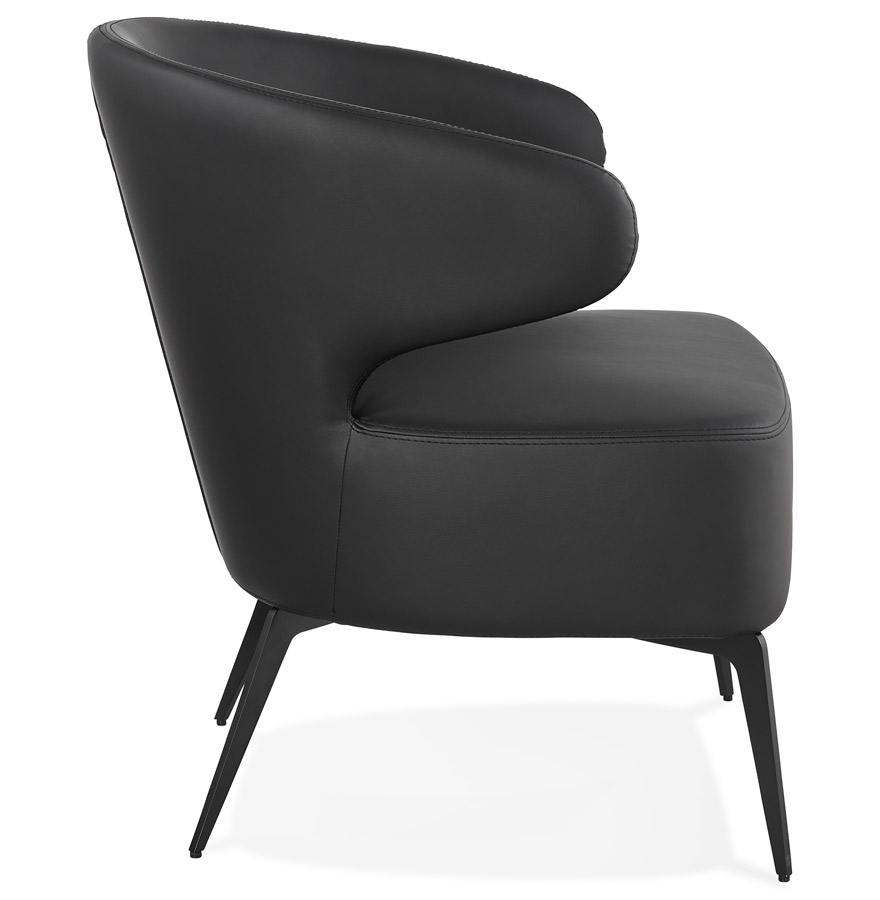 Fauteuil lounge design 'WAGYU' noir et pieds en métal noir vue3