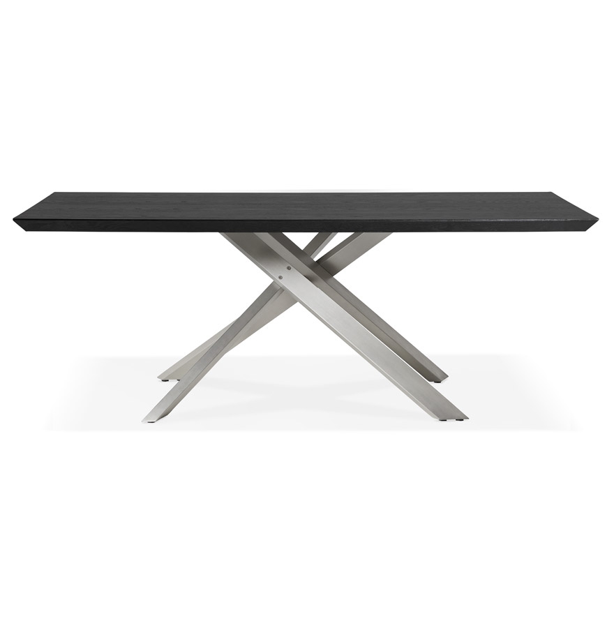 Table à manger design ´WALABY´ en bois noir avec pied central en métal - 200x100 cm