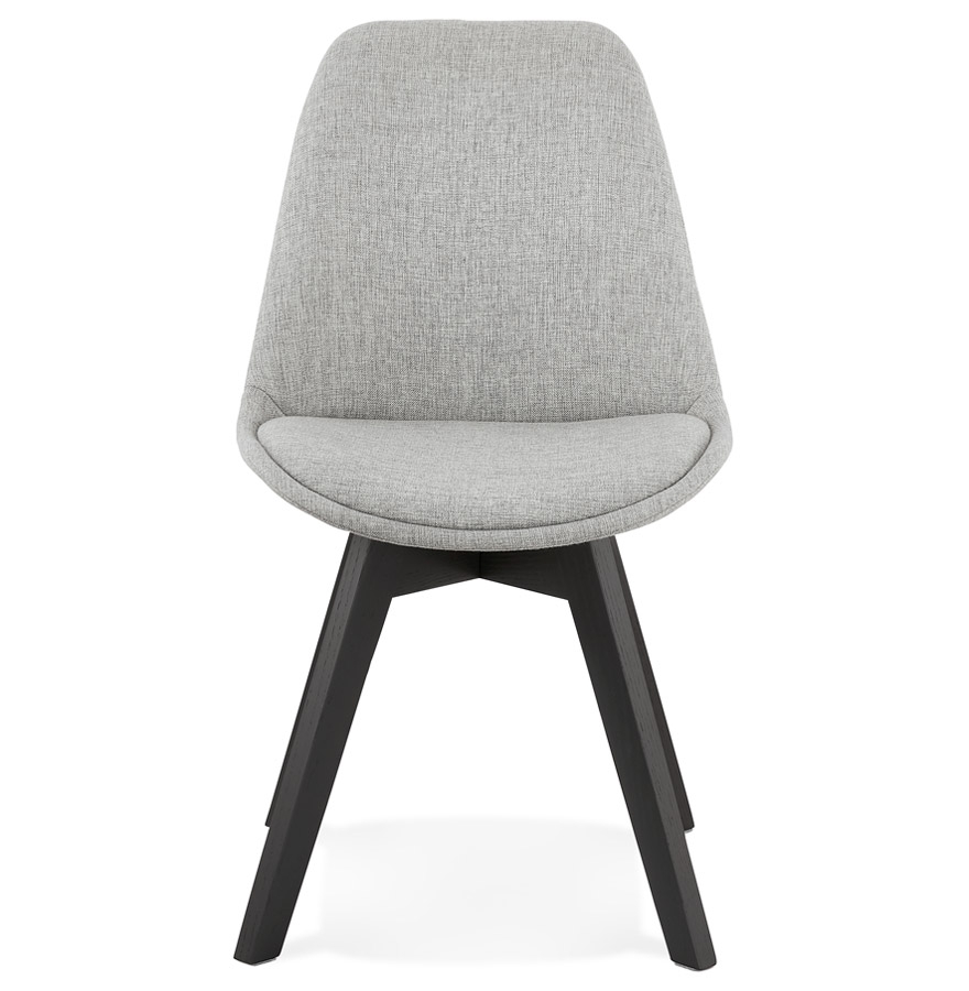 Chaise design 'WILLY' en tissu gris avec pieds en bois noir vue2