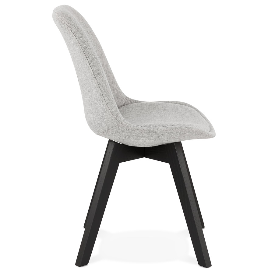 Chaise design 'WILLY' en tissu gris avec pieds en bois noir vue3