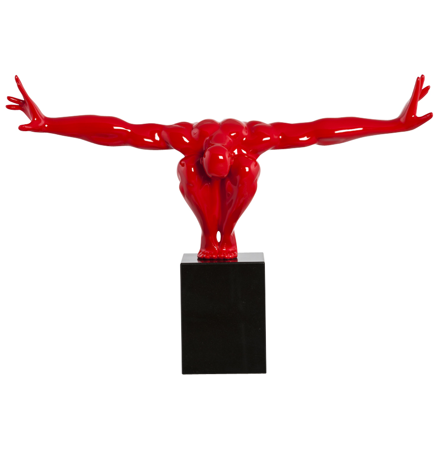Statue déco ´WISE´ athlète homme en polyrésine rouge