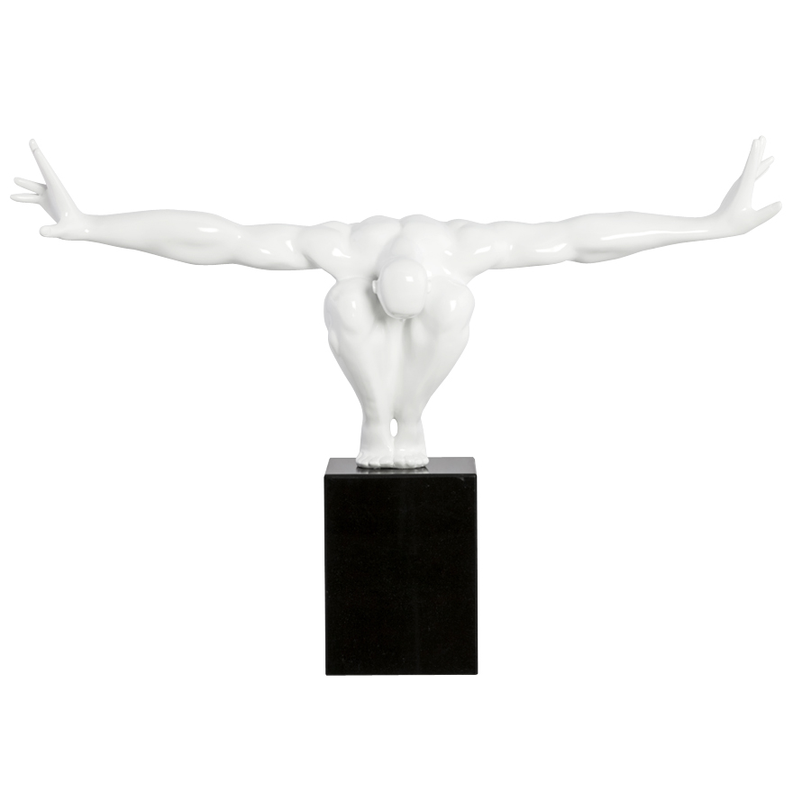 Statue déco ´WISE´ athlète homme en polyrésine blanche