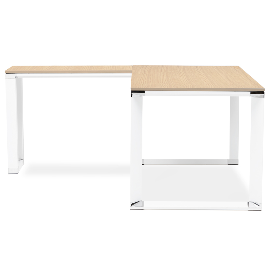 Bureau d´angle design ´XLINE´ en bois finition naturelle et métal blanc (angle au choix)