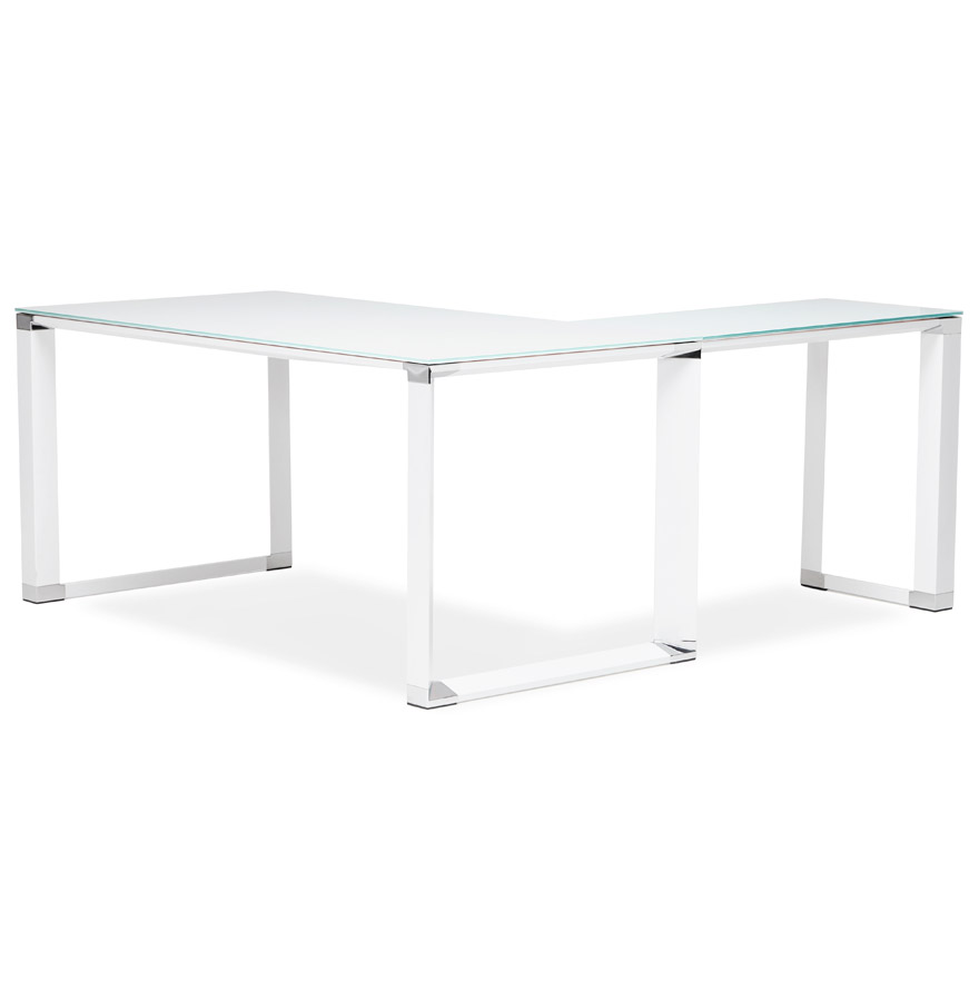 Bureau de direction en angle design 'XLINE' en verre blanc (angle au choix) - 160 cm vue3