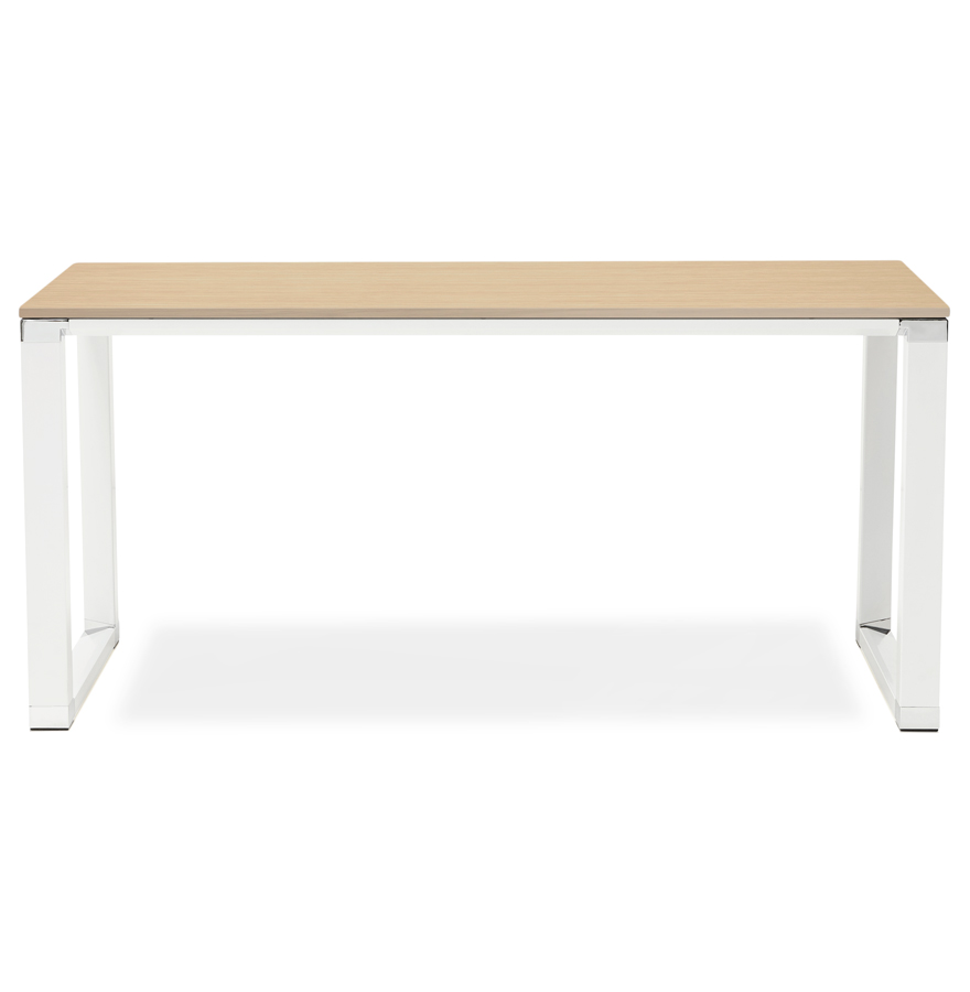 Bureau droit design 'XLINE' en bois finition naturelle et métal blanc - 160x80 cm vue2