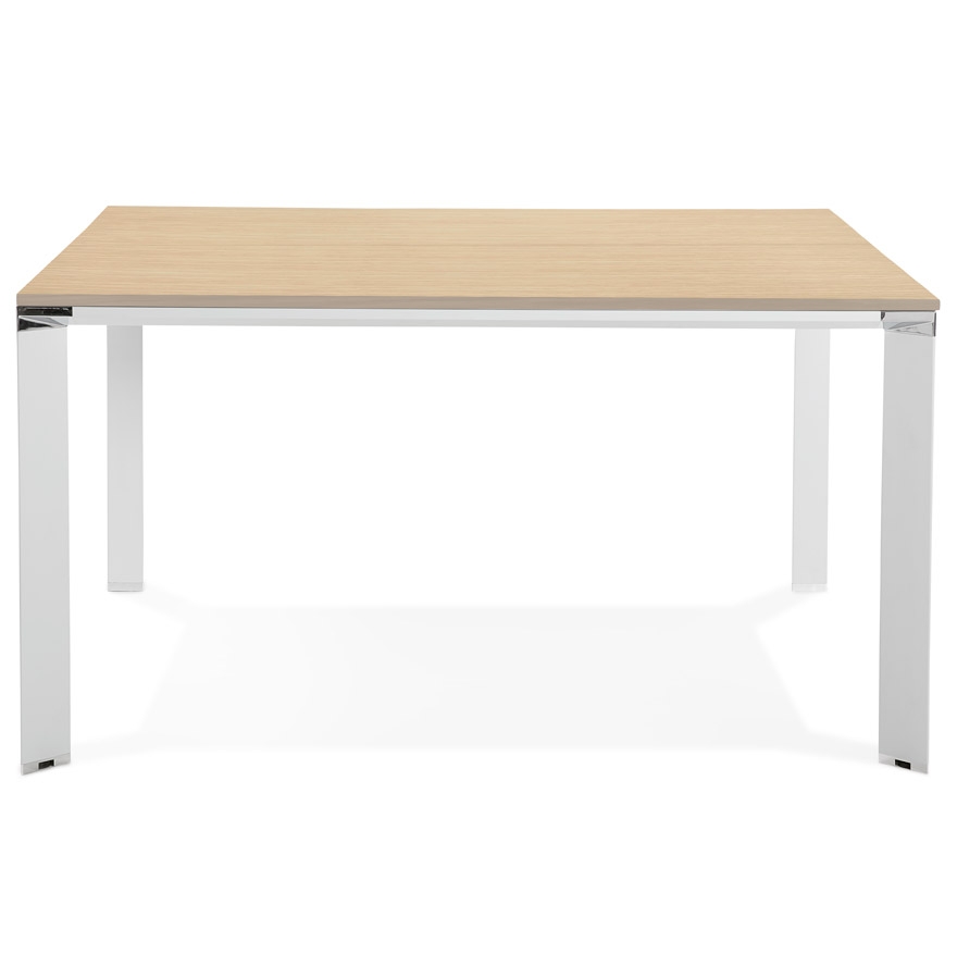 Table de réunion / bureau bench ´XLINE SQUARE´ en bois finition naturelle et métal blanc - 140x140 cm