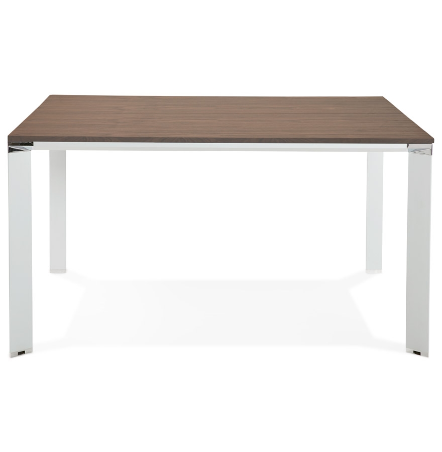 Table de réunion / bureau bench ´XLINE SQUARE´ en bois finition Noyer et métal blanc - 140x140 cm