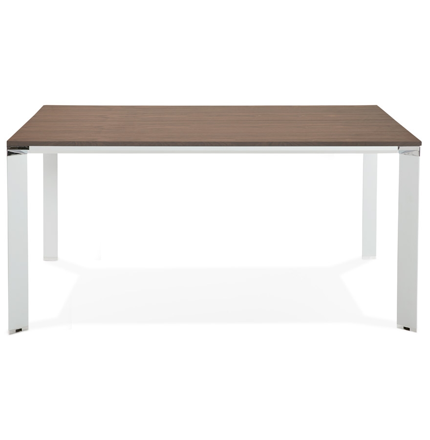 Table de réunion / bureau bench ´XLINE SQUARE´ en bois finition Noyer et métal blanc - 160x160 cm