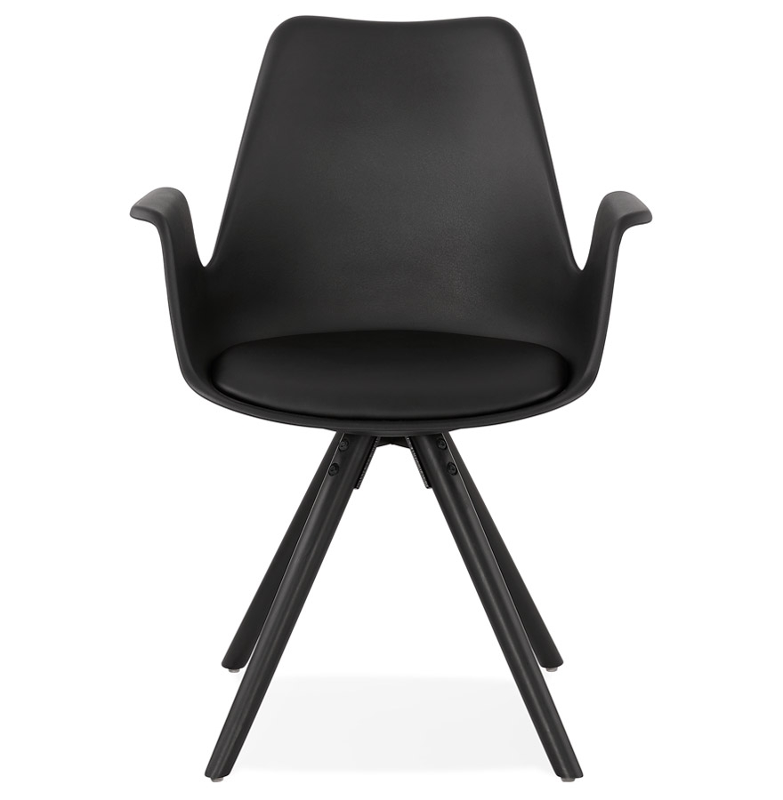 Chaise avec accoudoirs ´ZALIK´ noire avec pieds en bois noir