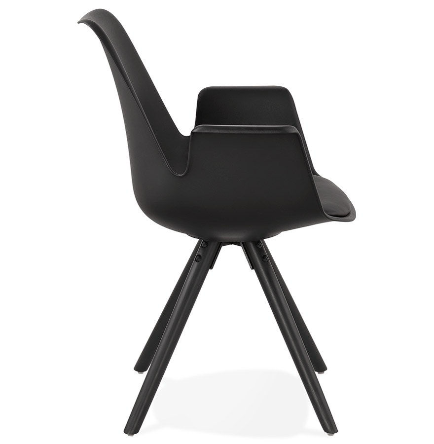 Chaise avec accoudoirs ´ZALIK´ noire avec pieds en bois noir