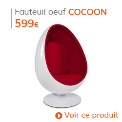 Decoration Vintage - Fauteuil oeuf COCOON blanc et rouge