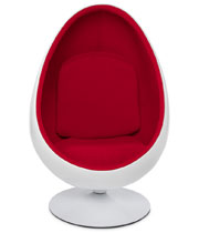 Fauteuil oeuf COCOON blanc-rouge